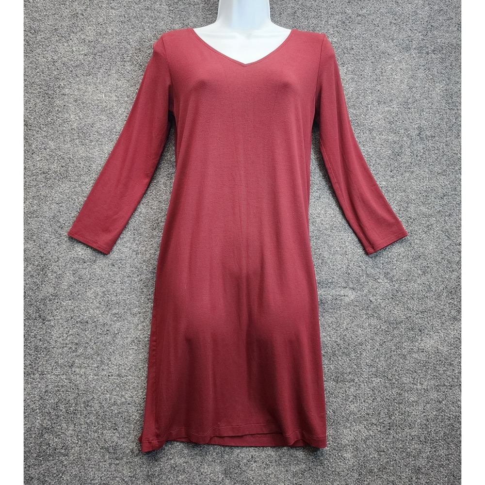 Eileen Fisher Women's V-Neck Viscose Jersey Shift Dress Minimalist Lagenlook XS